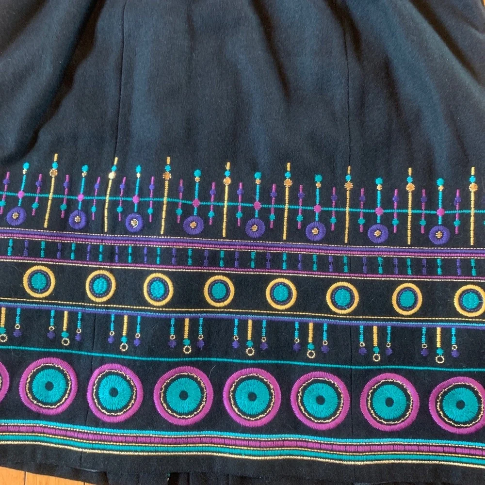 Plenty Tracy Reese Embroidered Wool Long Winter Coat Size 10 Black - Picture 7 of 7